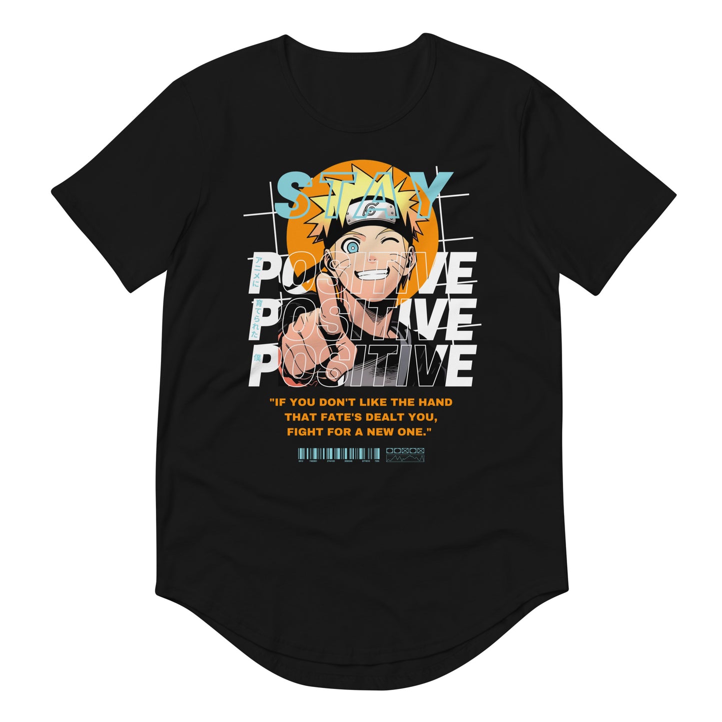 Anime Raised Me Men's Curved Hem T-Shirt