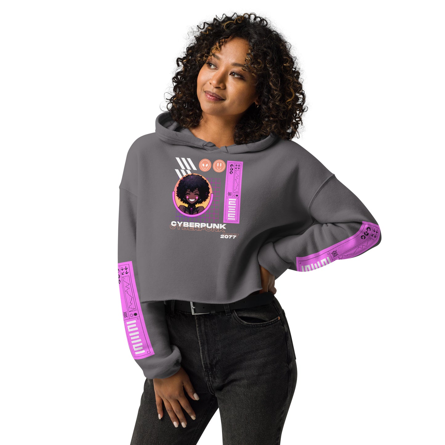 Cyber Grin Portal Crop Hoodie